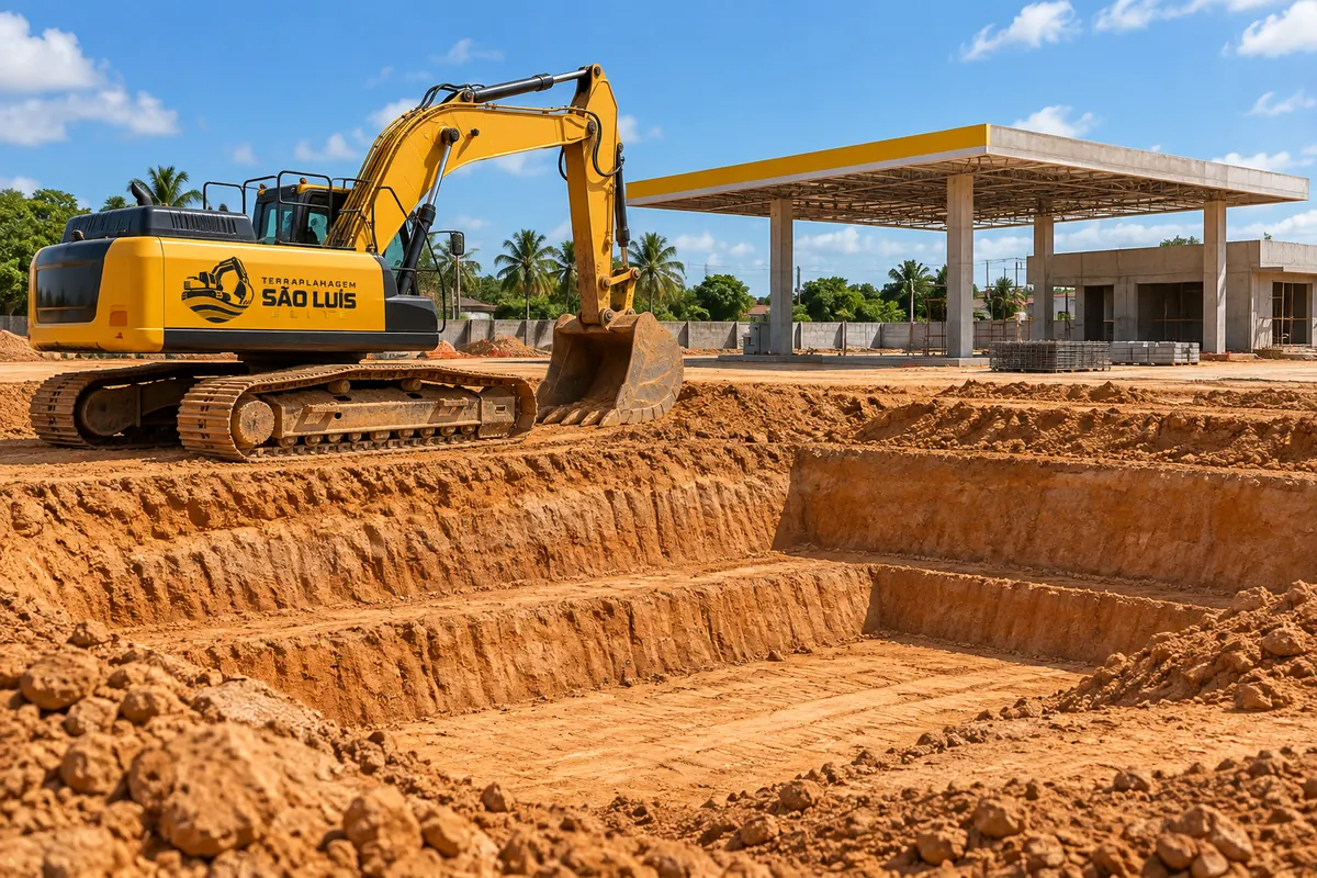 Terraplanagem para posto de combustível em obra em São Luís - MA
