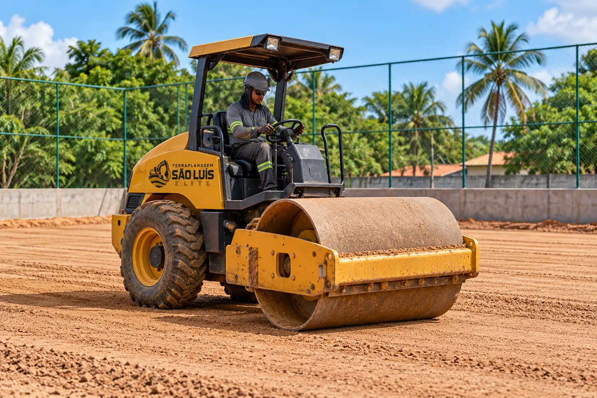 Terraplanagem para quadra esportiva em obra em São Luís - MA