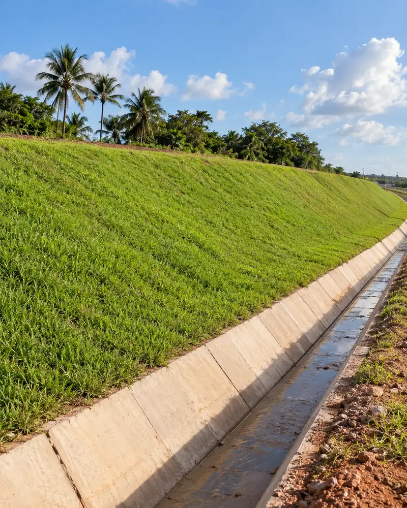Cobertura vegetal em obra de terraplanagem — terraplanagem para contenção de talude em São Luís - MA